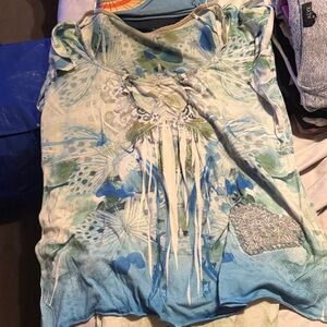Elegant Blue and Green Women's Pajama Top